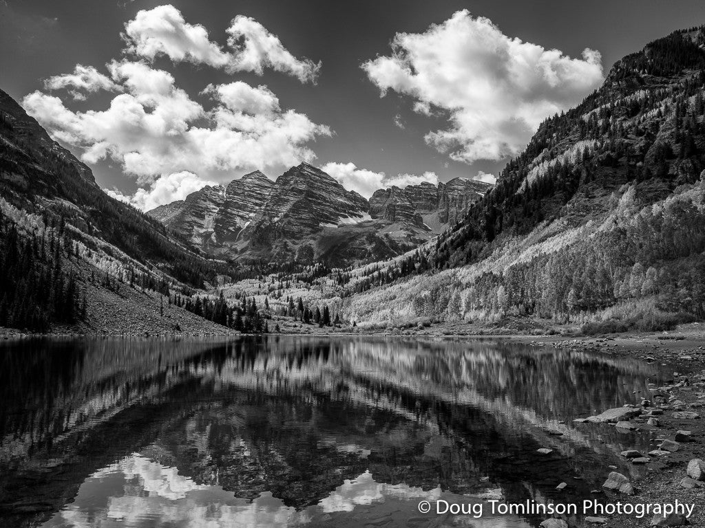 Afternoon at the Maroon Bells B&W - 1437